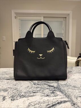 Black Cat Face Top-Handle Bag - Unknown Brand